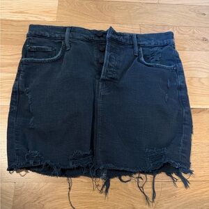 MOTHER Dark Blue Distressed Mini Skirt